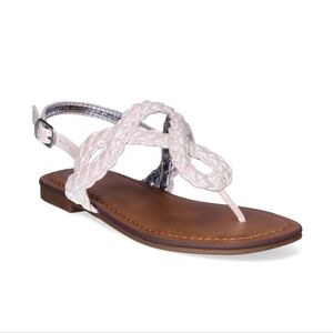 wonder nation little + big girls adjustable white braided sandals | new w tags